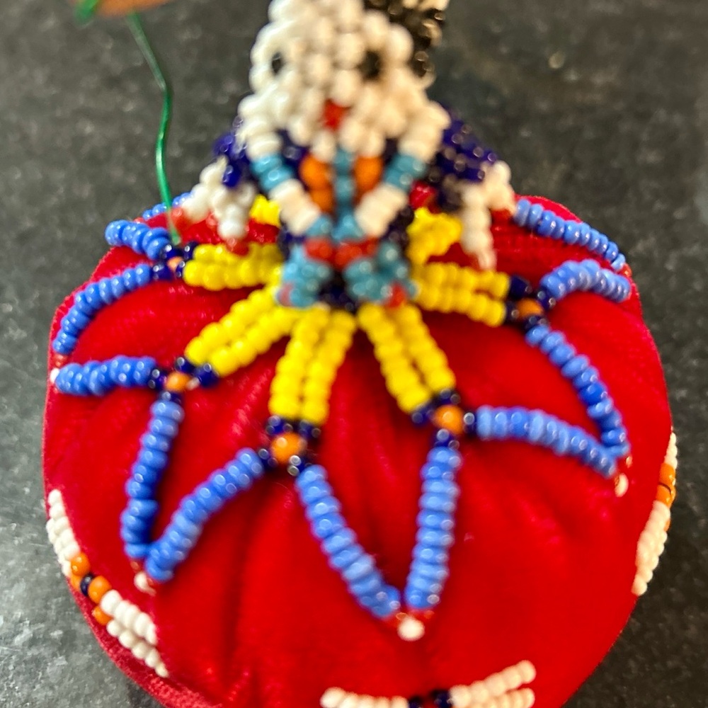 Handcrafted Zuni native Red Beaded pincushion